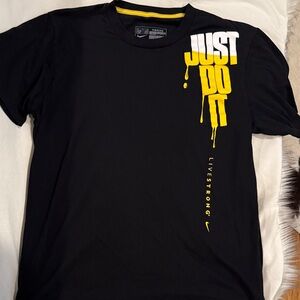 Nike Black Tee Just Do It - Livestrong with Yellow and White Graphic